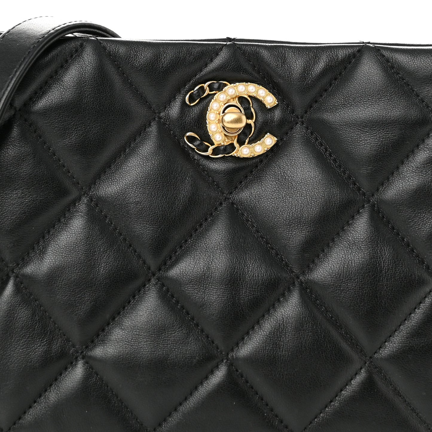 Lambskin Quilted Crush on Chains Hobo Black