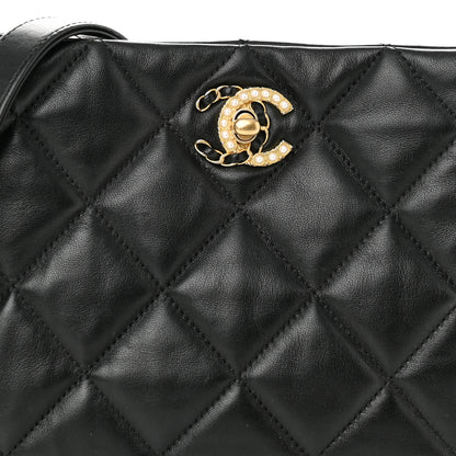 Chanel Lambskin Quilted Crush on Chains Hobo Black 8 of 11