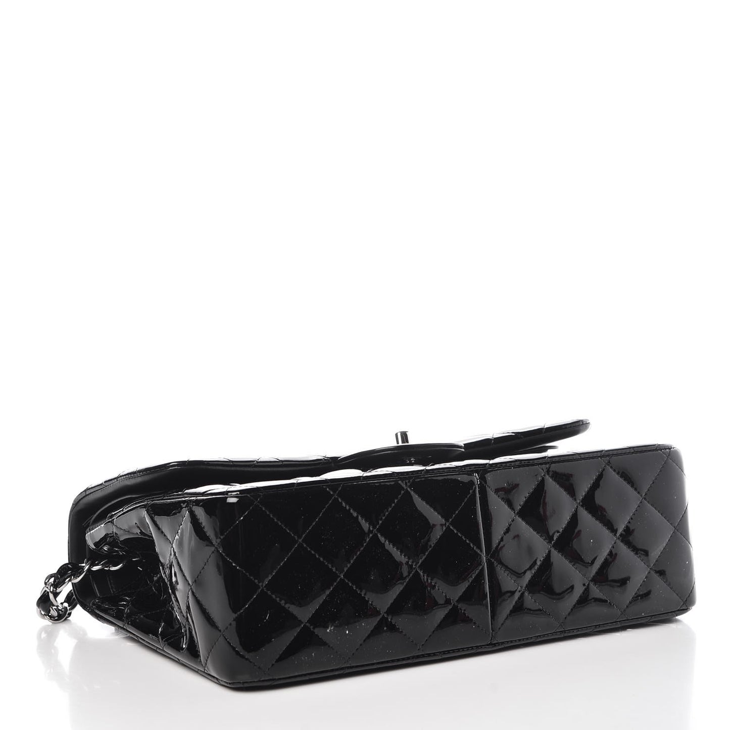 Patent Quilted Jumbo Double Flap Black