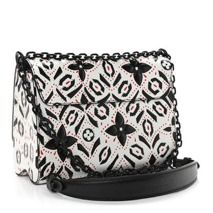 Louis Vuitton Calfskin Graphic Print Twist Shoulder Bag MM White Black 2 of 11