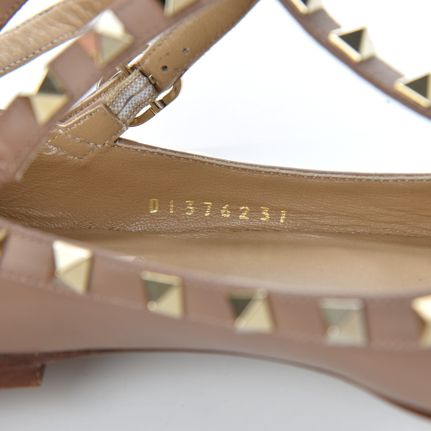 Valentino Garavani Nappa Rockstud Cage Flats 37 Beige 8 of 21