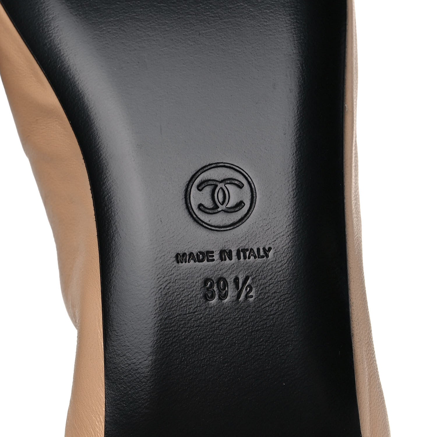 Chanel Lambskin Shiny Goatskin Calfskin Ballerina Flats 39.5 Beige Black 6 of 9