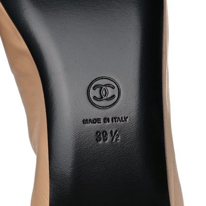 Chanel Lambskin Shiny Goatskin Calfskin Ballerina Flats 39.5 Beige Black 6 of 9
