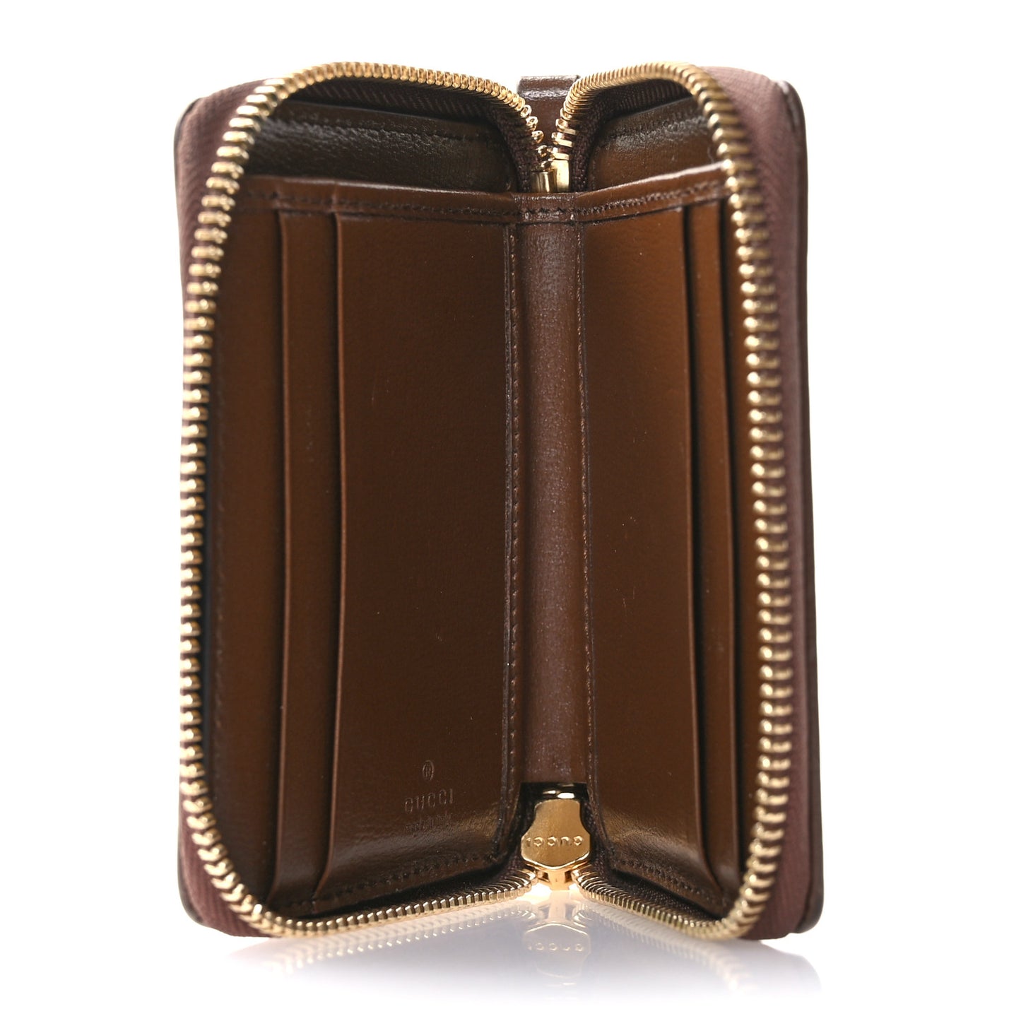 GG Supreme Monogram Azalea Calfskin Retro Interlocking G Compact Wallet Beige Ebony Brown Sugar
