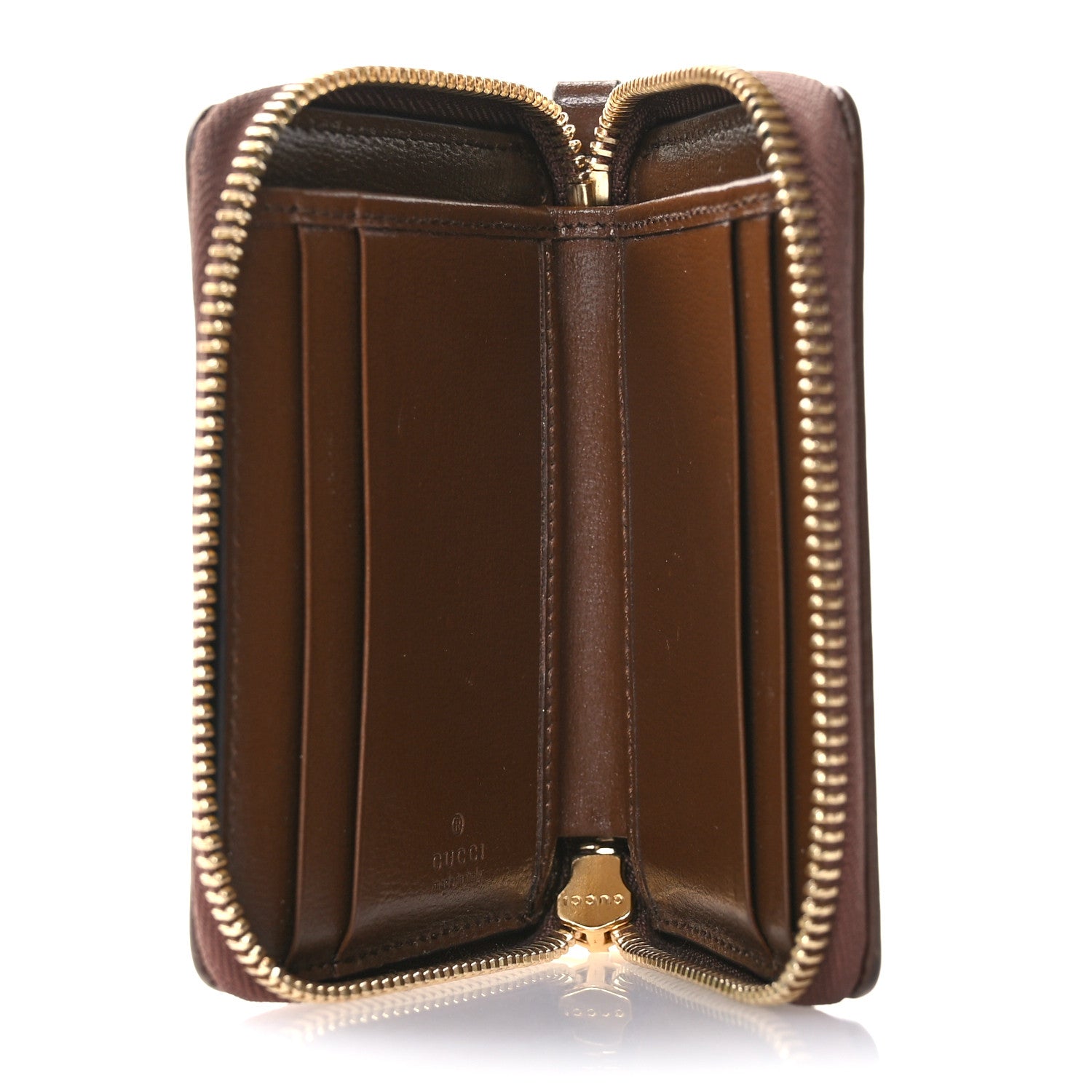 Gucci GG Supreme Monogram Azalea Calfskin Retro Interlocking G Compact Wallet Beige Ebony Brown Sugar 5 of 9