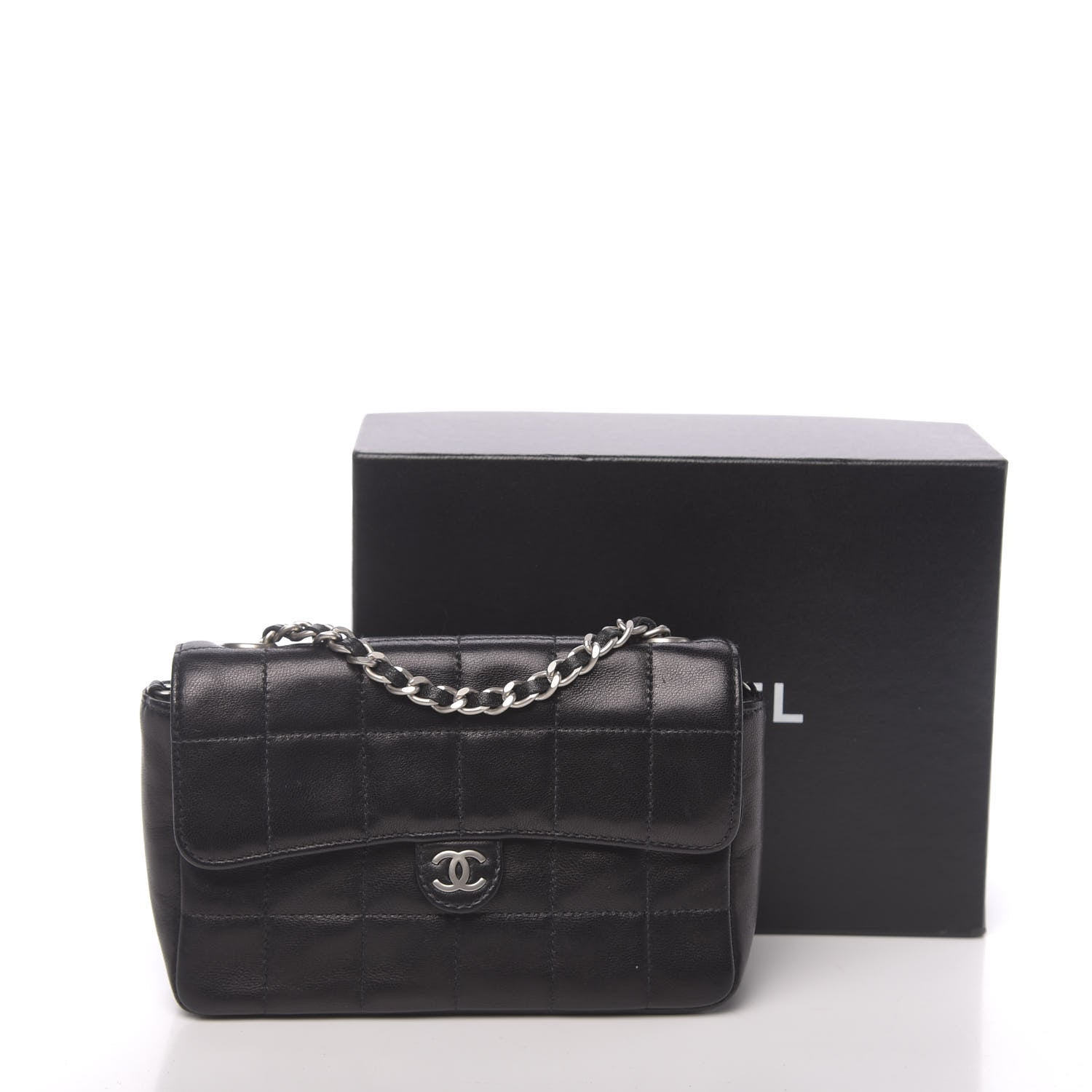 Chanel Lambskin Quilted Chocolate Bar Chain Belt Bag Clutch Black 13 of 13