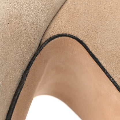 Chanel Suede Satin Cap Toe Low Heel Pumps 36 Beige Black 15 of 16