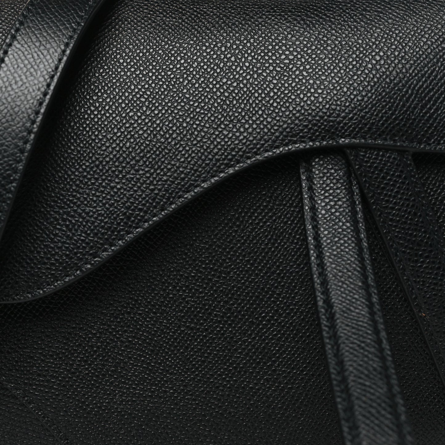 Grained Calfskin Saddle Bag With Strap Black