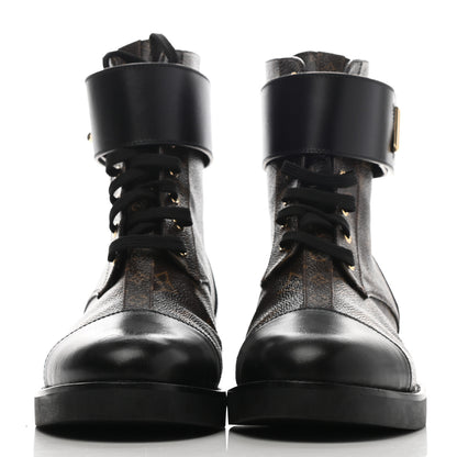 Louis Vuitton Calfskin Monogram Wonderland Flat Ranger Boots 41 Black 2 of 8