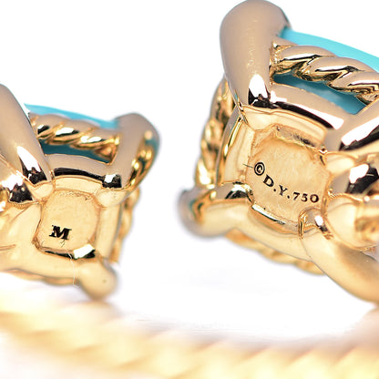 David Yurman 18K Yellow Gold Diamond Turquoise Chatelaine Bypass Ring 54 7 5 of 6