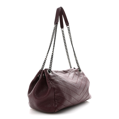 Saint Laurent Vintage Lambskin Chevron Monogram Medium Nolita  Amaranto 3 of 13