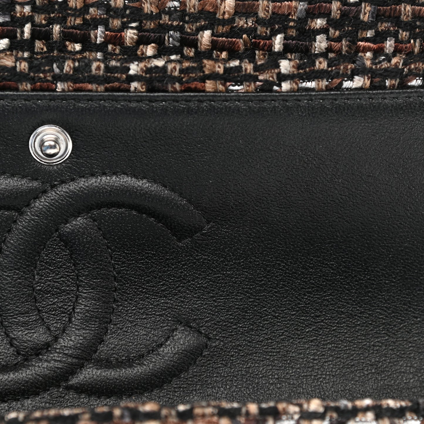 Tweed Quilted Medium Double Flap Brown