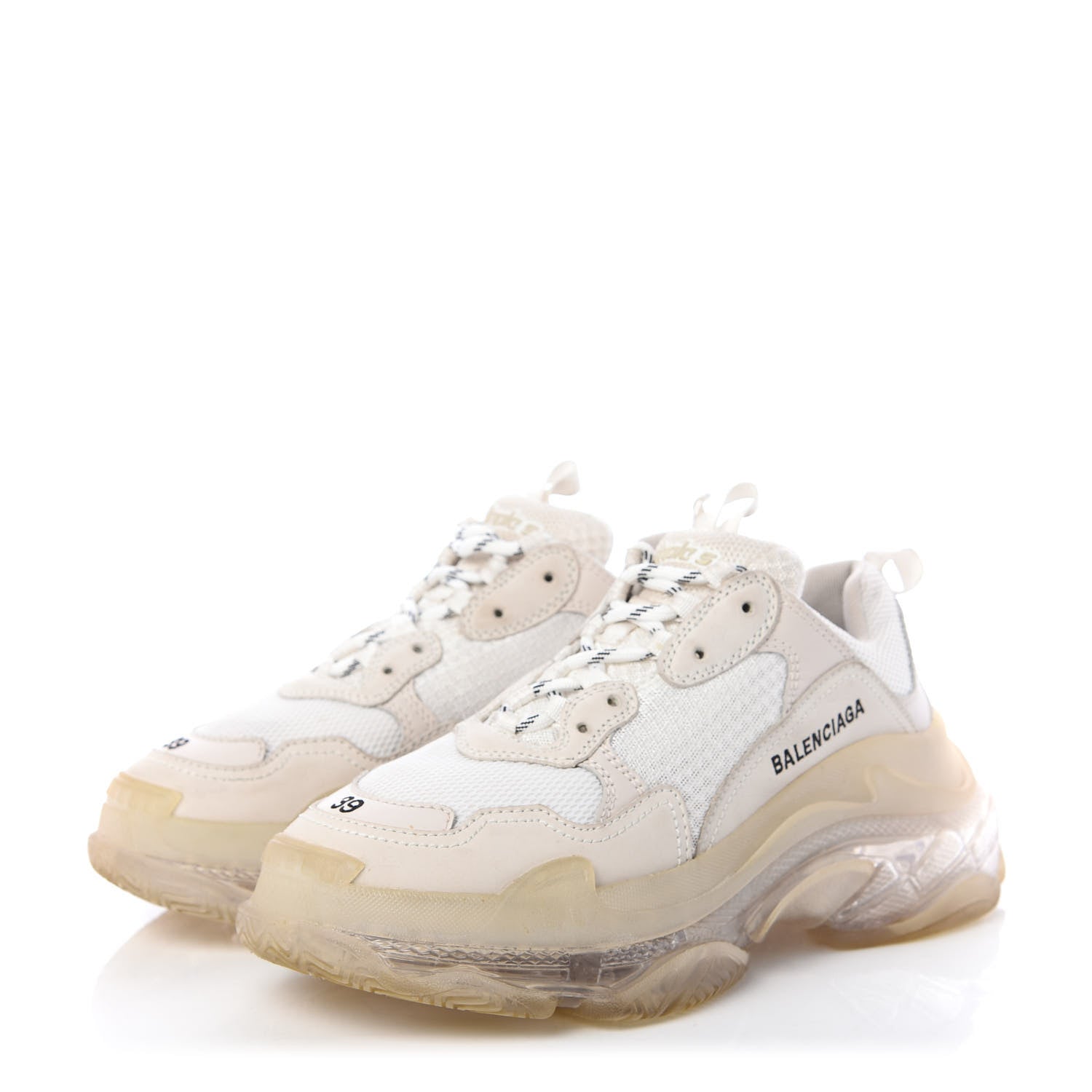 Balenciaga Fabric Mesh Clear Sole Womens Triple S Sneakers 39 White 3 of 11