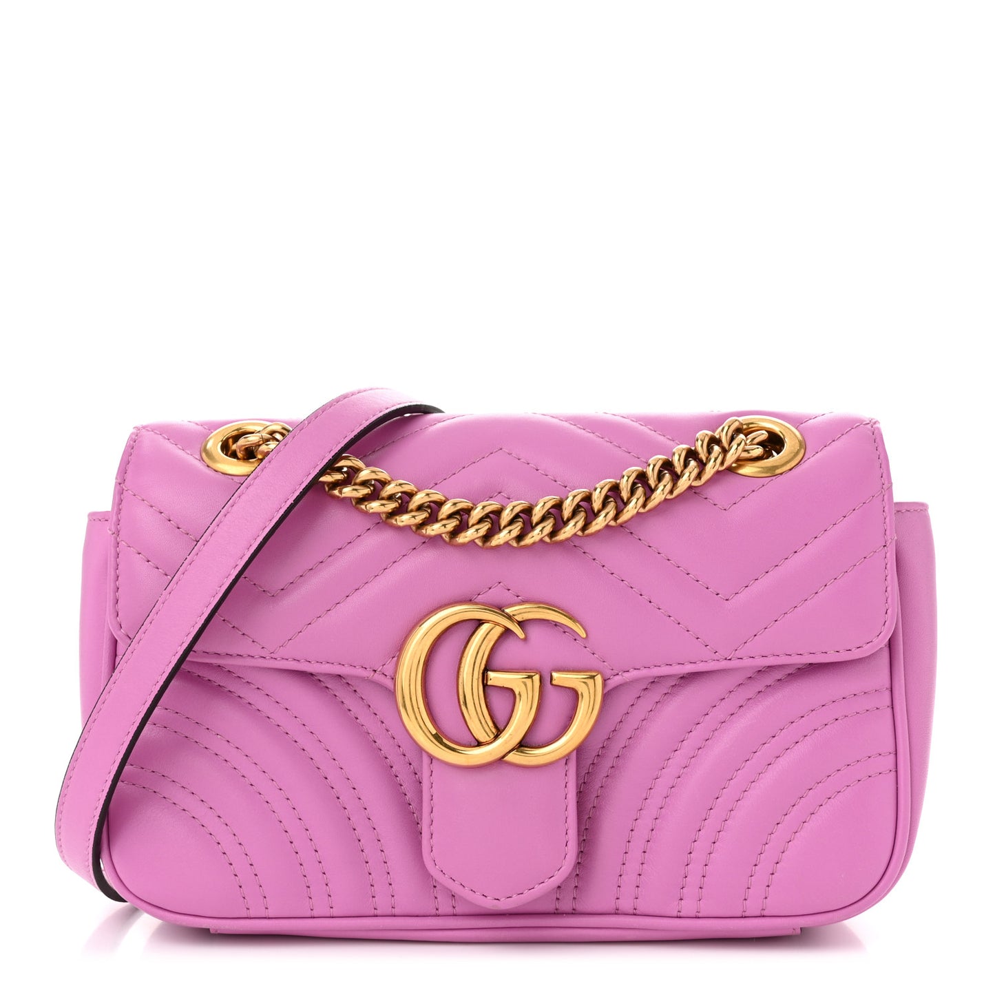 Calfskin Matelasse Mini GG Marmont Shoulder Bag Candy Mousse