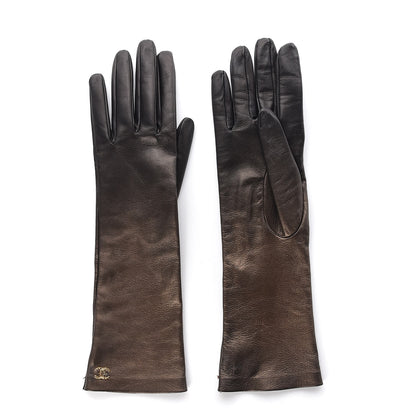 Chanel Metallic Lambskin Long Gloves 7 Brown 1 of 8