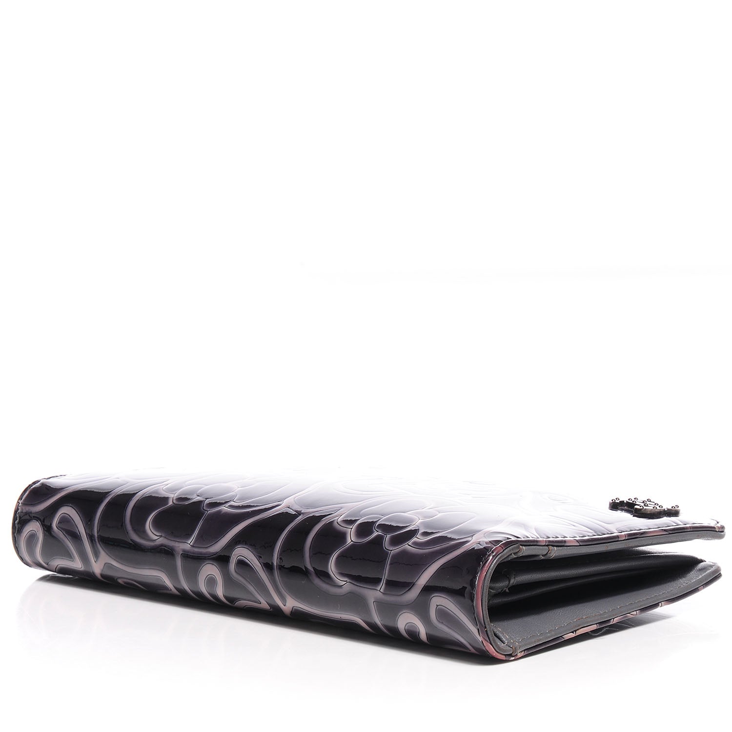 Chanel Patent Camellia Large Yen Wallet 3 of 8