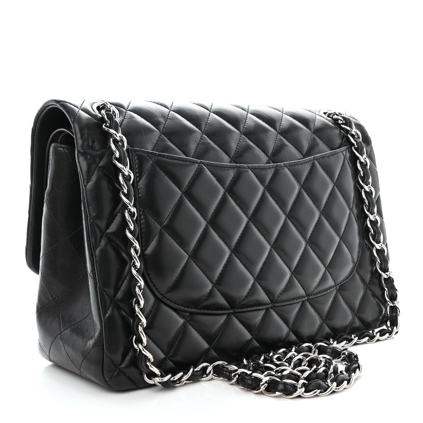 Lambskin Quilted Jumbo Double Flap Black