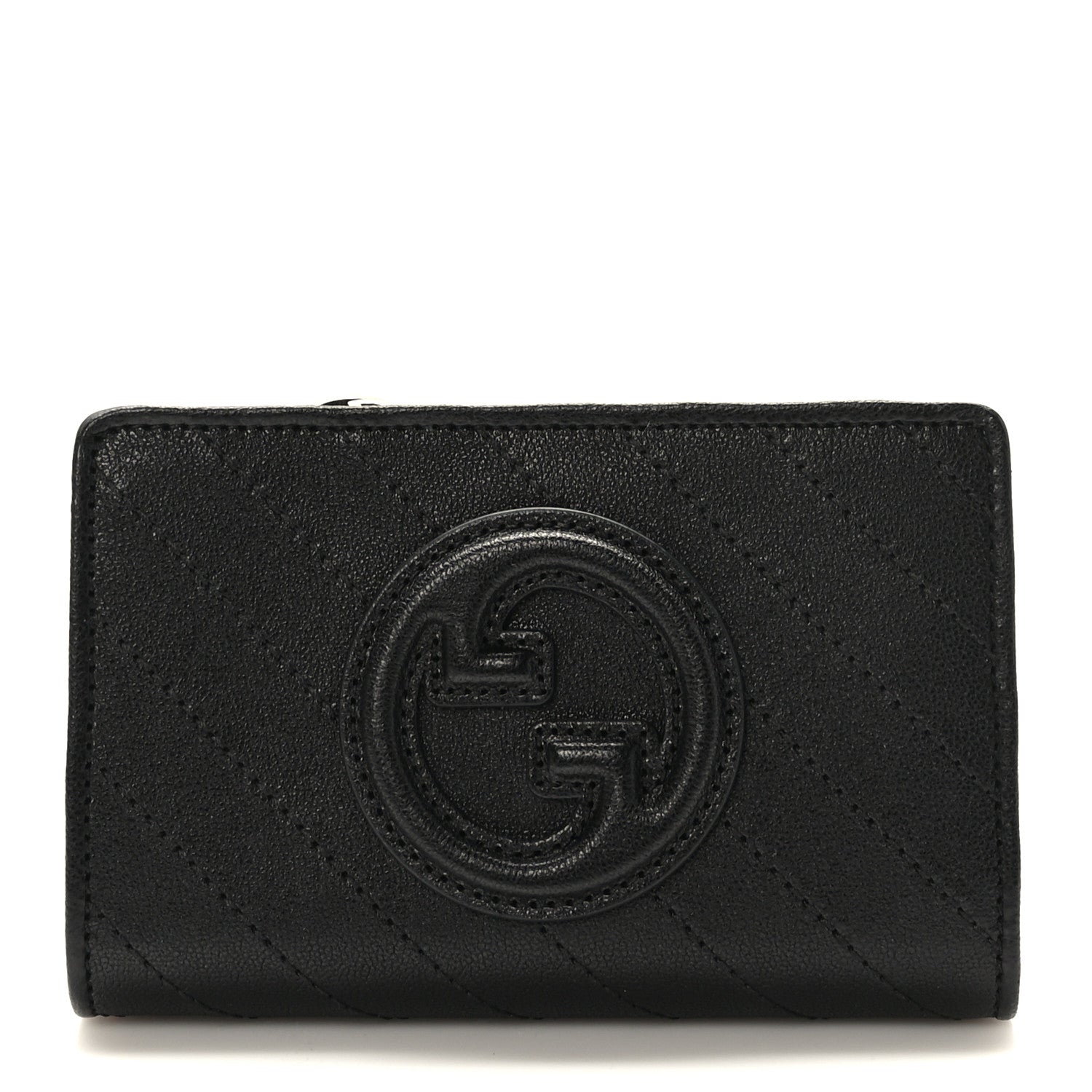 Gucci Sakai Be Green Calfskin Diagonal Stitched Blondie Travel Wallet Black 1 of 8