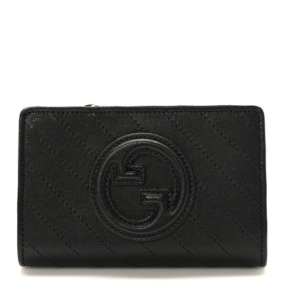 Gucci Sakai Be Green Calfskin Diagonal Stitched Blondie Travel Wallet Black 1 of 8