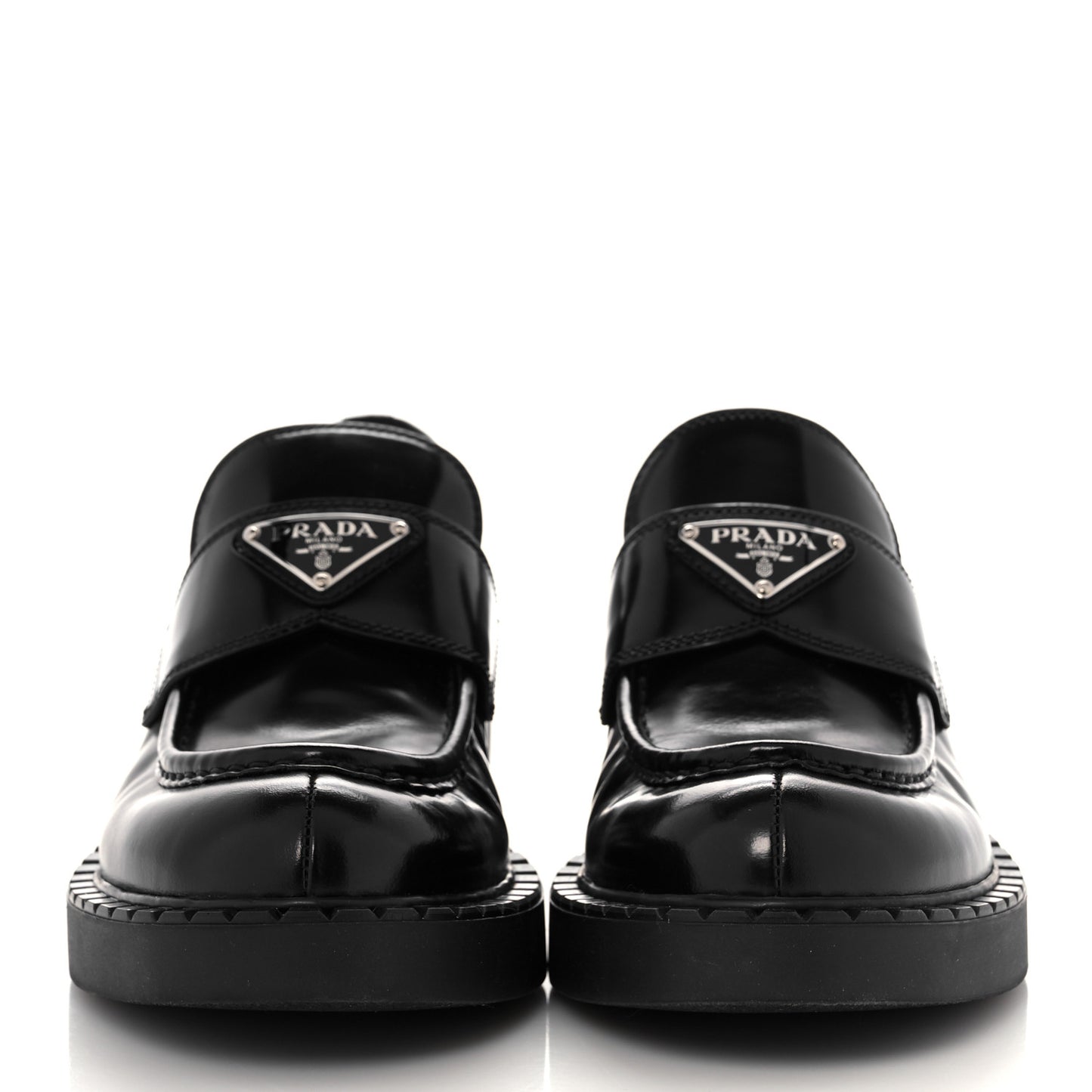 Spazzolato Metal Triangle Logo 50mm Loafers 39 Black