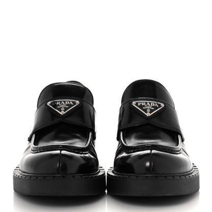 Prada Spazzolato Metal Triangle Logo 50mm Loafers 39 Black 2 of 12