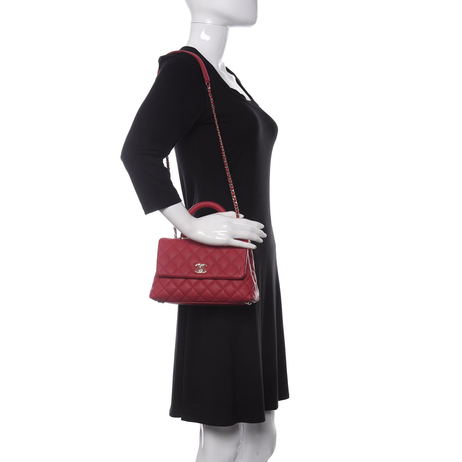 Chanel Caviar Quilted Mini Coco Handle Flap Dark Pink 2 of 10