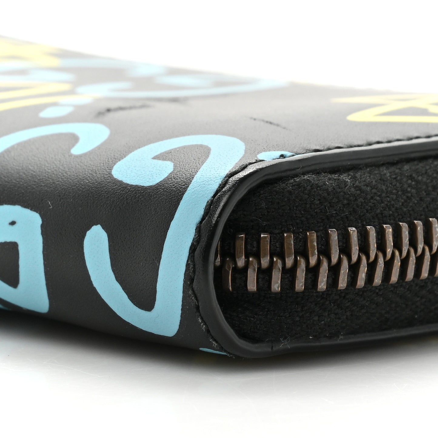 Calfskin GucciGhost Zip Around Card Case Black New Acquamarine