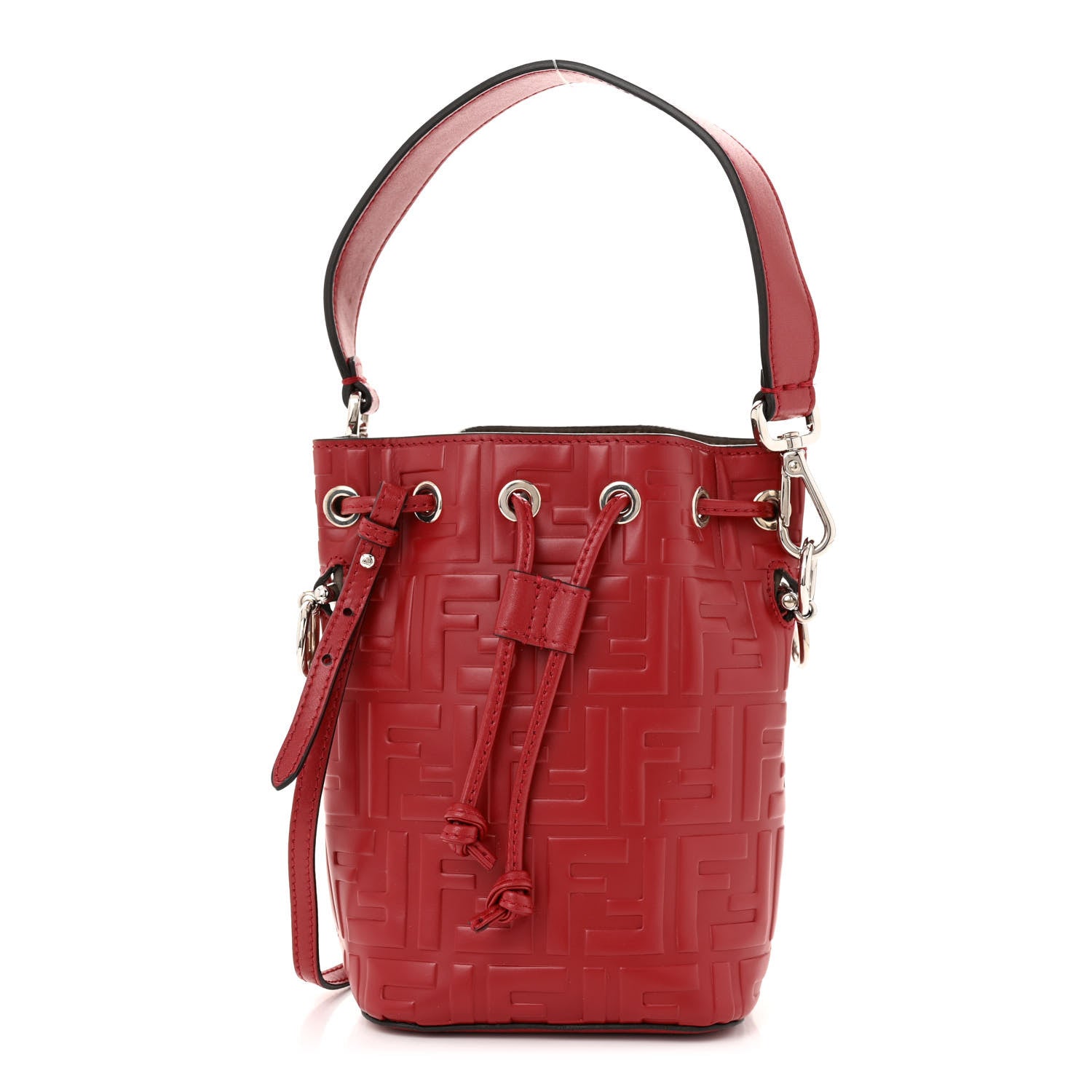 Fendi Vitello Liberty F is Fendi FF 1974 Embossed Mini Mon Tresor Bucket Bag Fragola 1 of 11