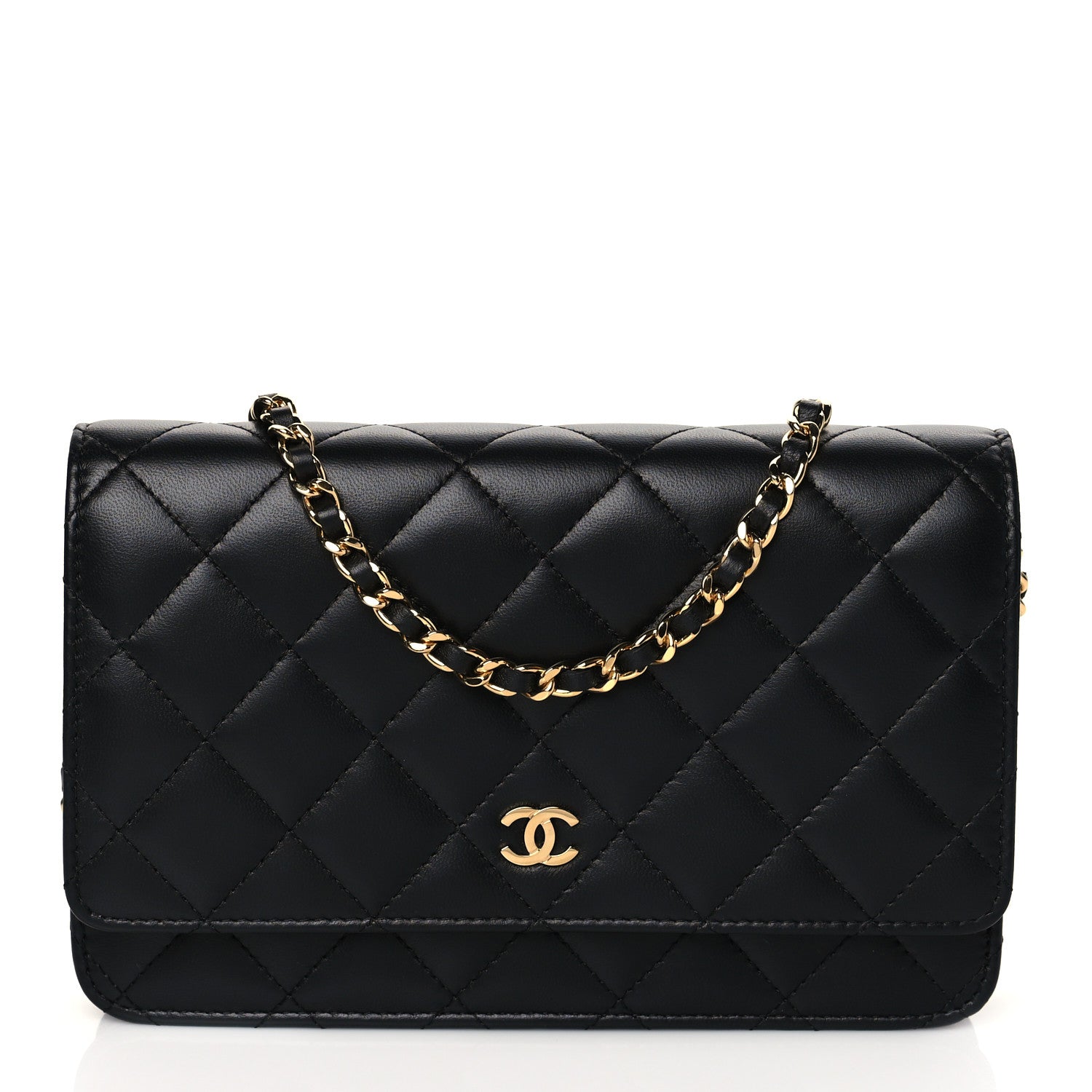Chanel Lambskin Quilted Wallet On Chain WOC Black 1 of 11