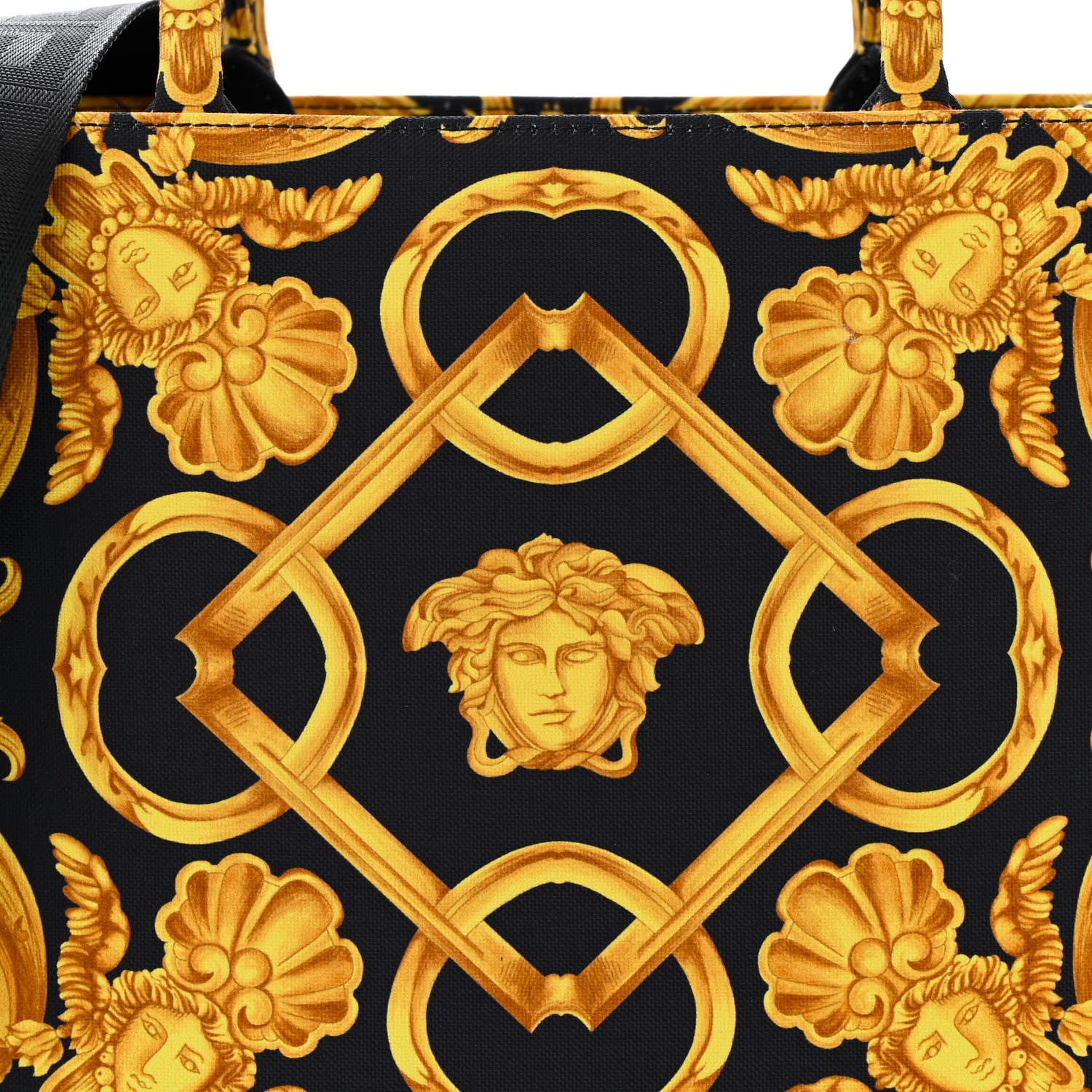 Versace Canvas Baroque Print Medusa Small Tote Black 7 of 9