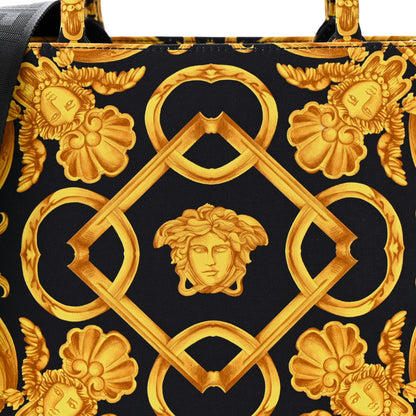 Versace Canvas Baroque Print Medusa Small Tote Black 7 of 9