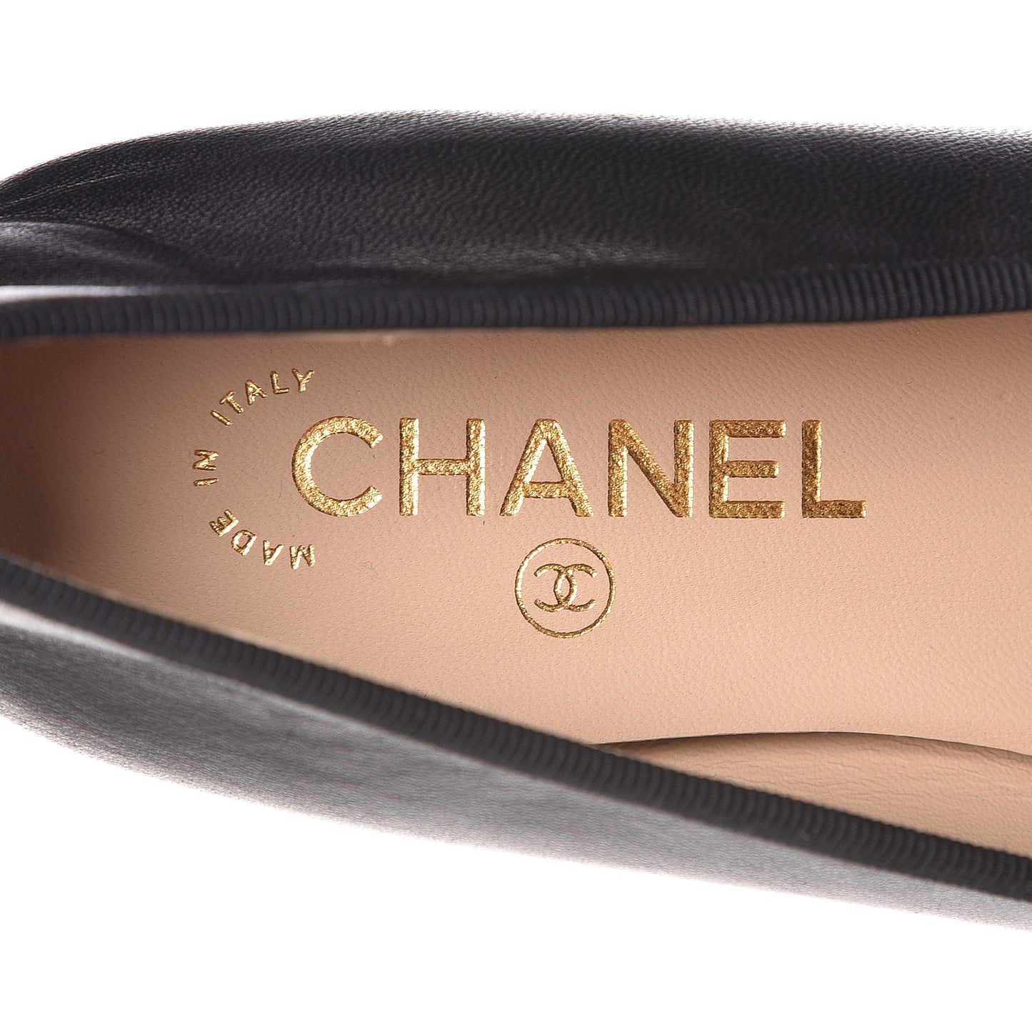Lambskin Patent Cap Toe Ballerina Flats 40.5 Black