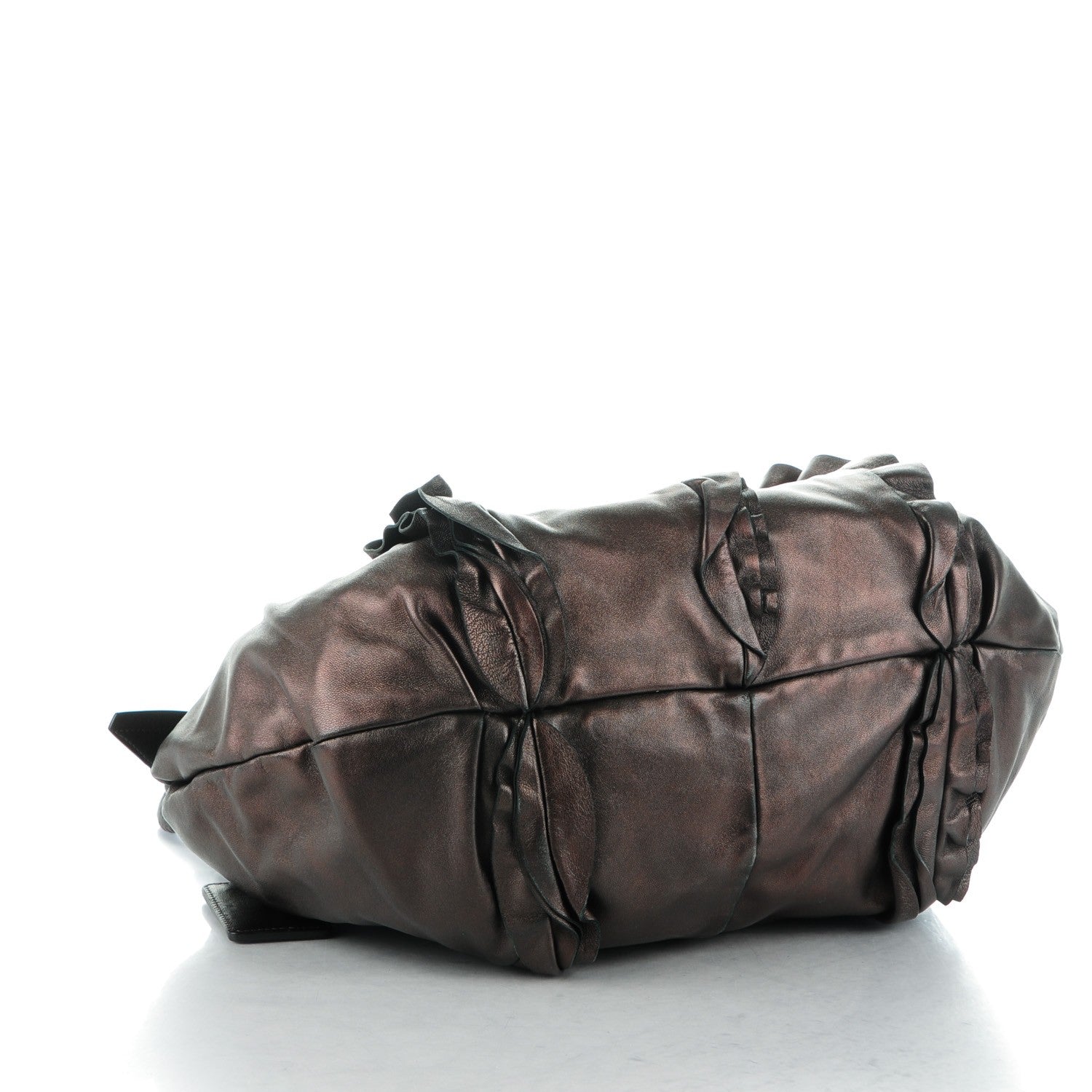 Prada Metallic Nappa Ruffle Hobo Grafite Mordore 4 of 7