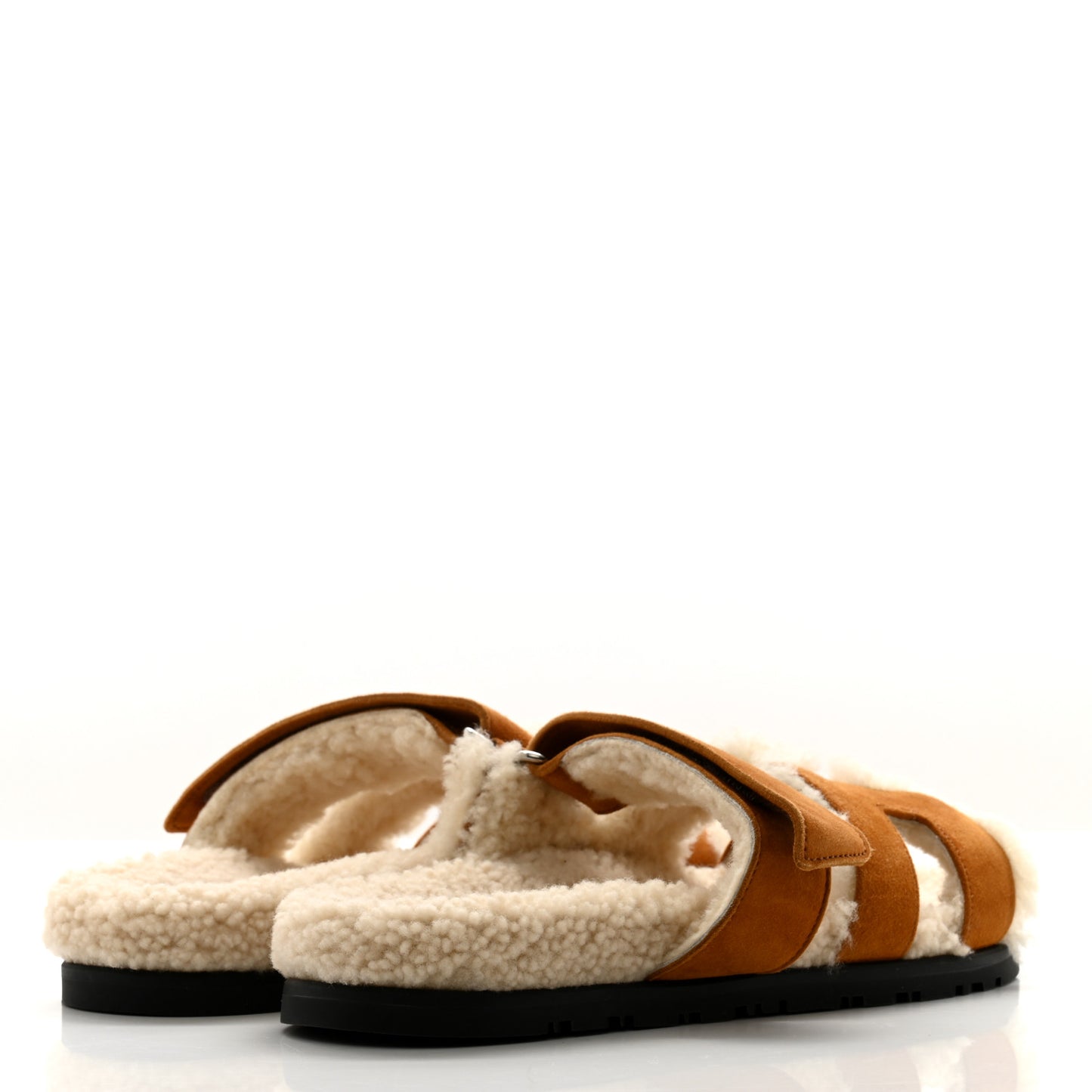 Suede Goatskin Woolskin Womens Chypre Sandals 37.5 Brun Fume Ecru