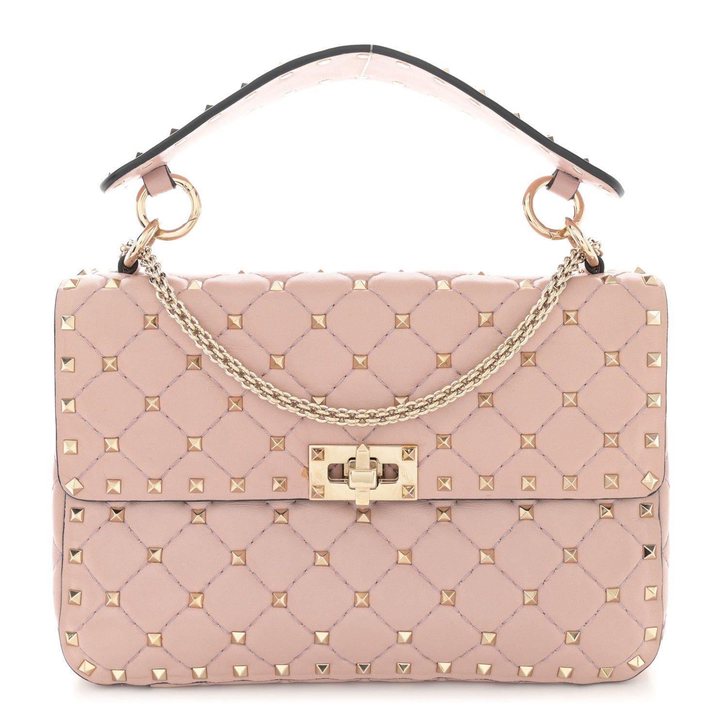 Valentino Garavani Lambskin Medium Rockstud Spike Shoulder Bag Poudre 1 of 15