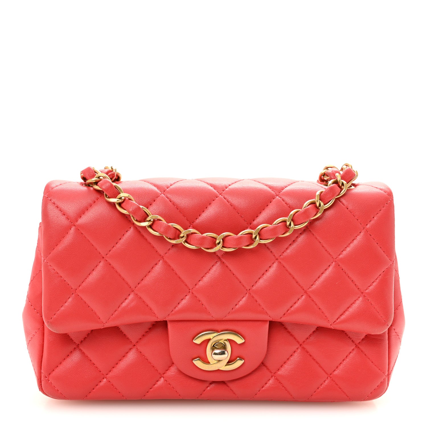Chanel Lambskin Quilted Mini Rectangular Flap Red 1 of 12