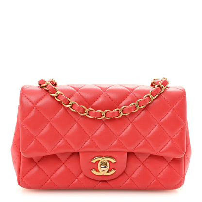 Chanel Lambskin Quilted Mini Rectangular Flap Red 1 of 12