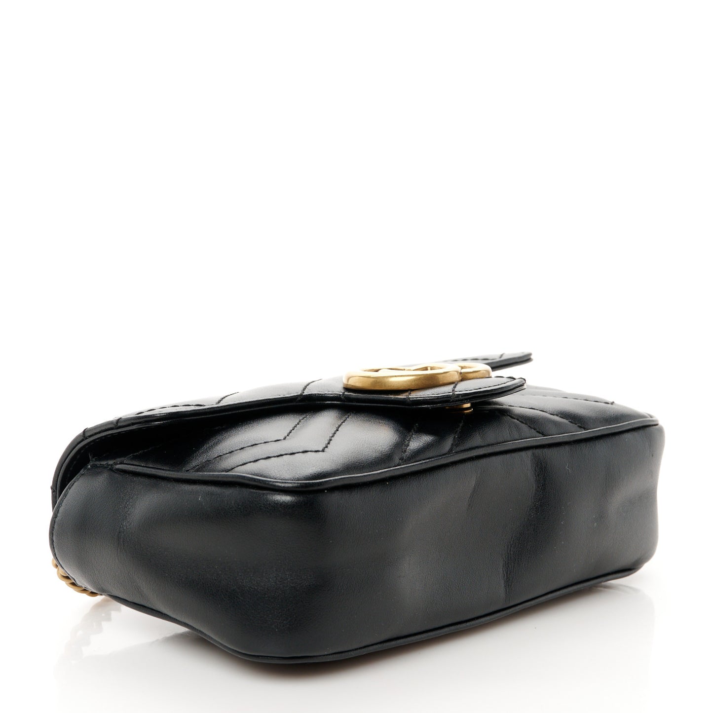 Calfskin Matelasse Super Mini GG Marmont Shoulder Bag Black