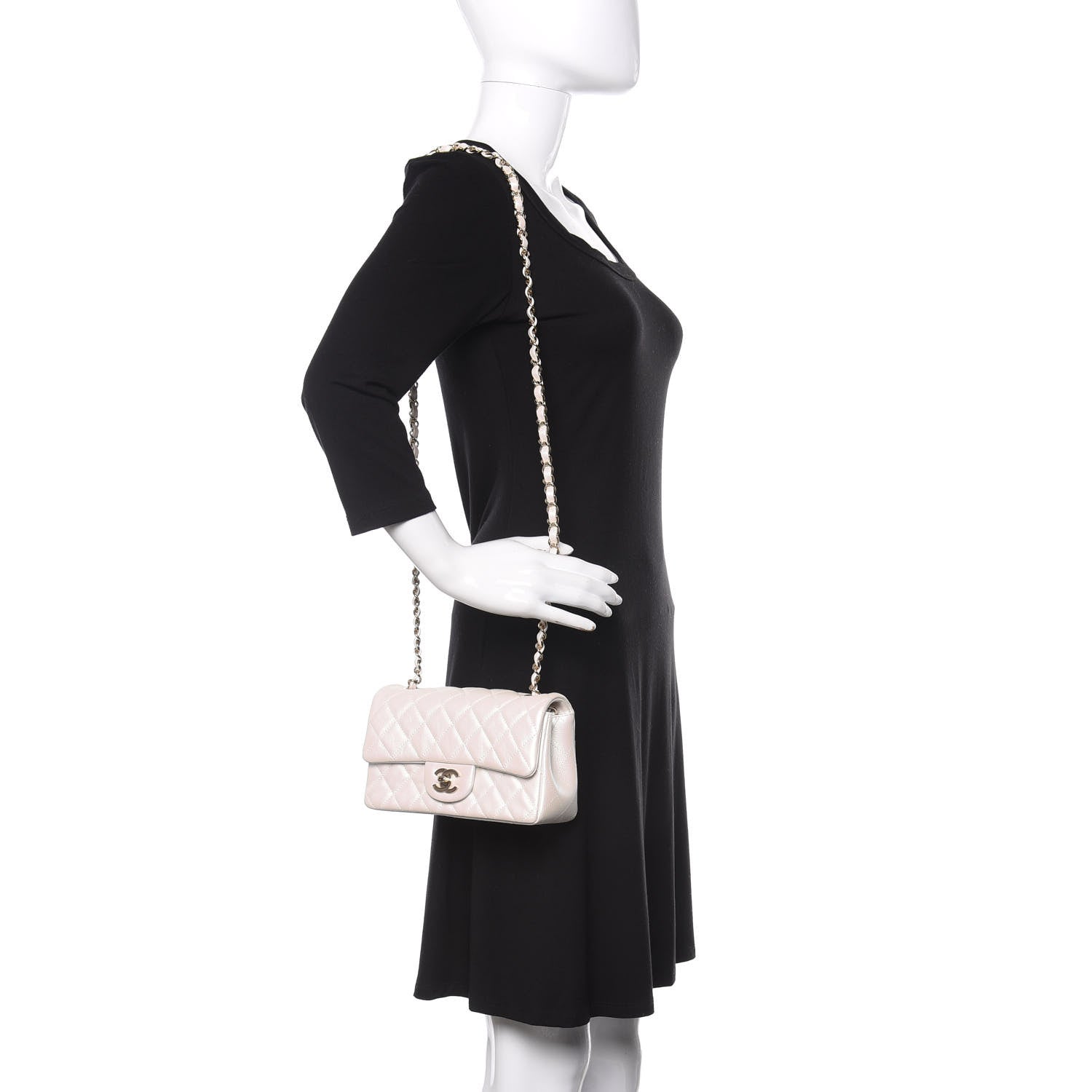 Chanel Iridescent Calfskin Quilted Mini Rectangular Flap White 2 of 11