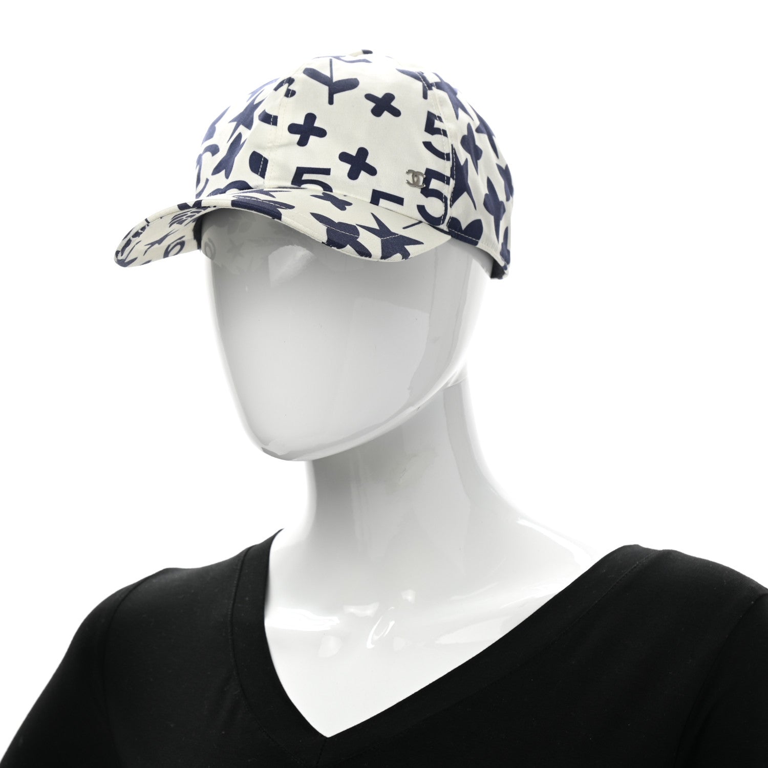 Chanel Cotton CC Cap Hat Navy White 2 of 8