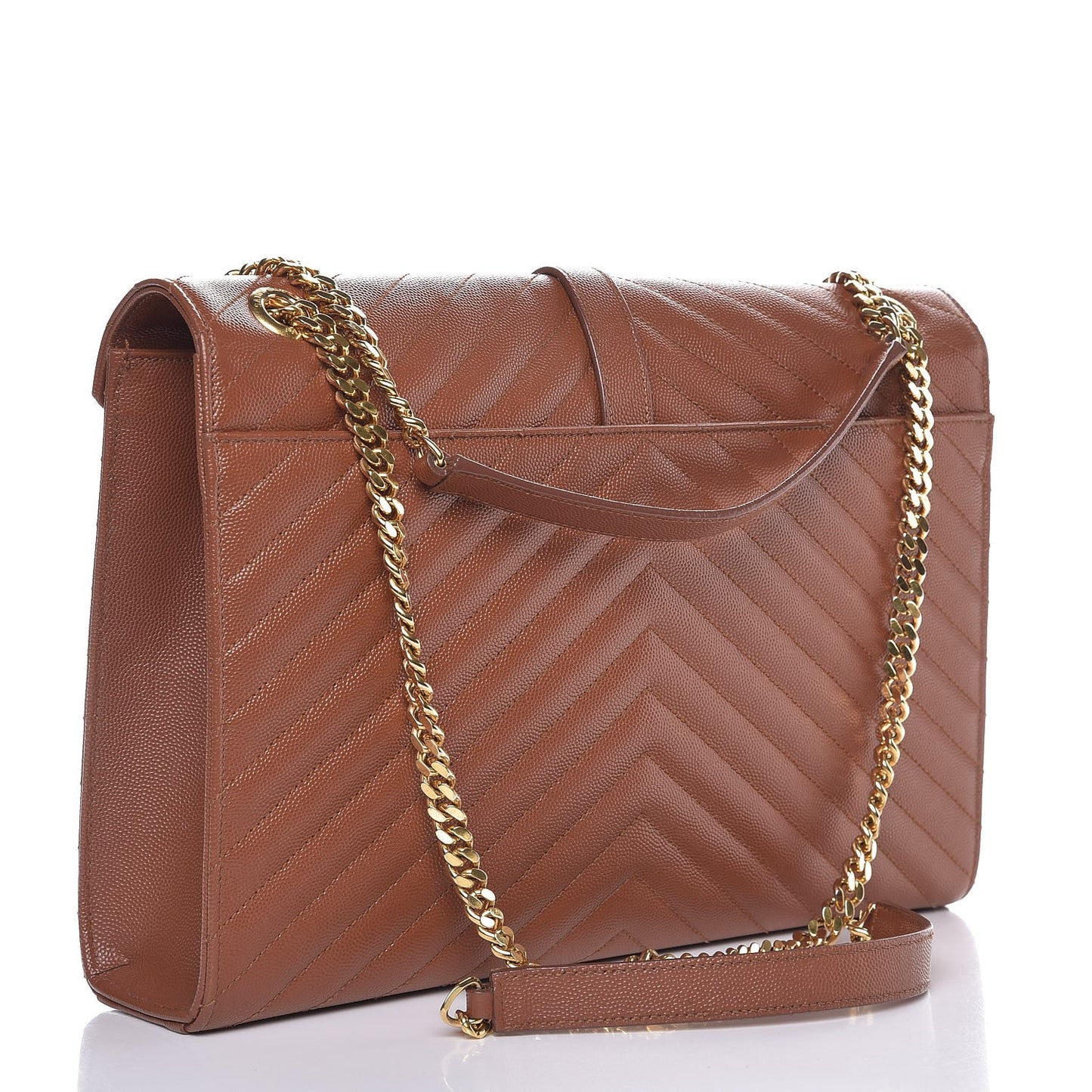 Grain De Poudre Matelasse Chevron Large Monogram Satchel Brown