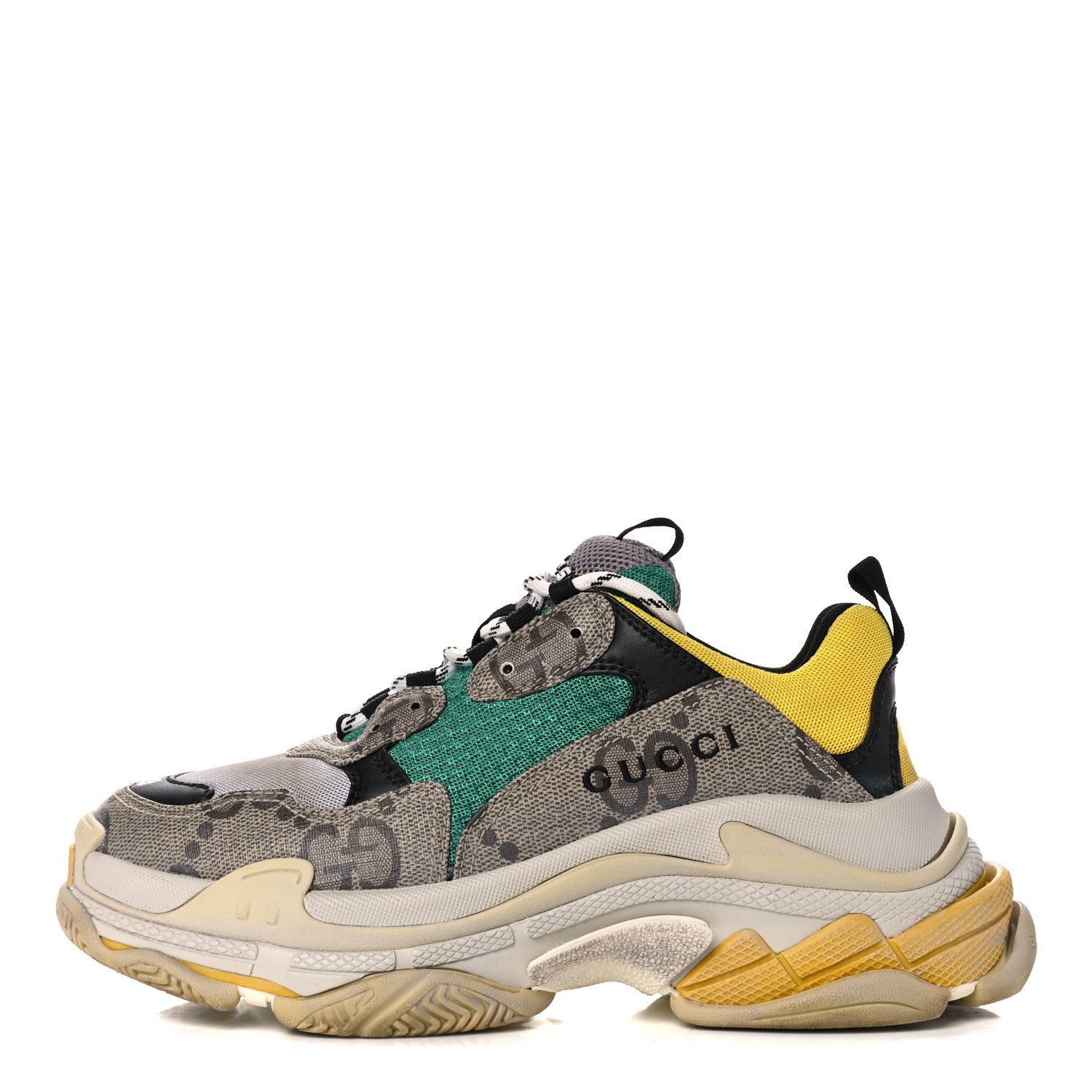 Balenciaga X GUCCI Maxi GG Supreme Monogram Womens Triple S Sneakers 39 Beige Ebony Black Green 1 of 12