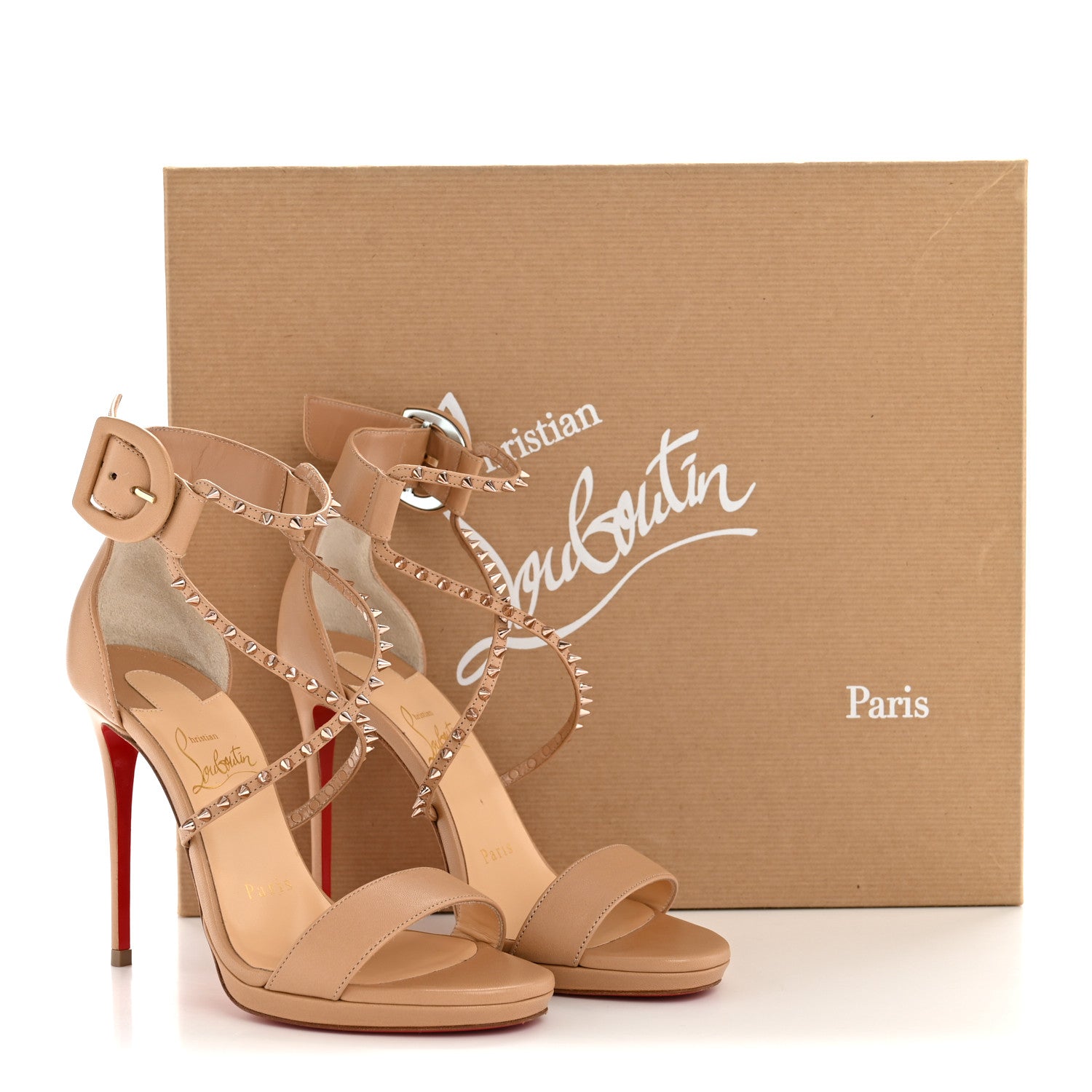 Christian Louboutin Kid Choca Lux 120 Sandals 35 Nude Pink Bronze 10 of 10