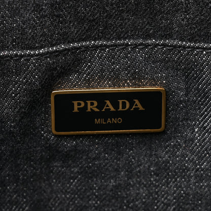 Prada Denim Small Logo Tote Black 6 of 10