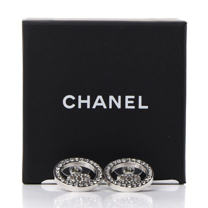 Chanel Crystal CC Round Earrings Silver 5 of 5