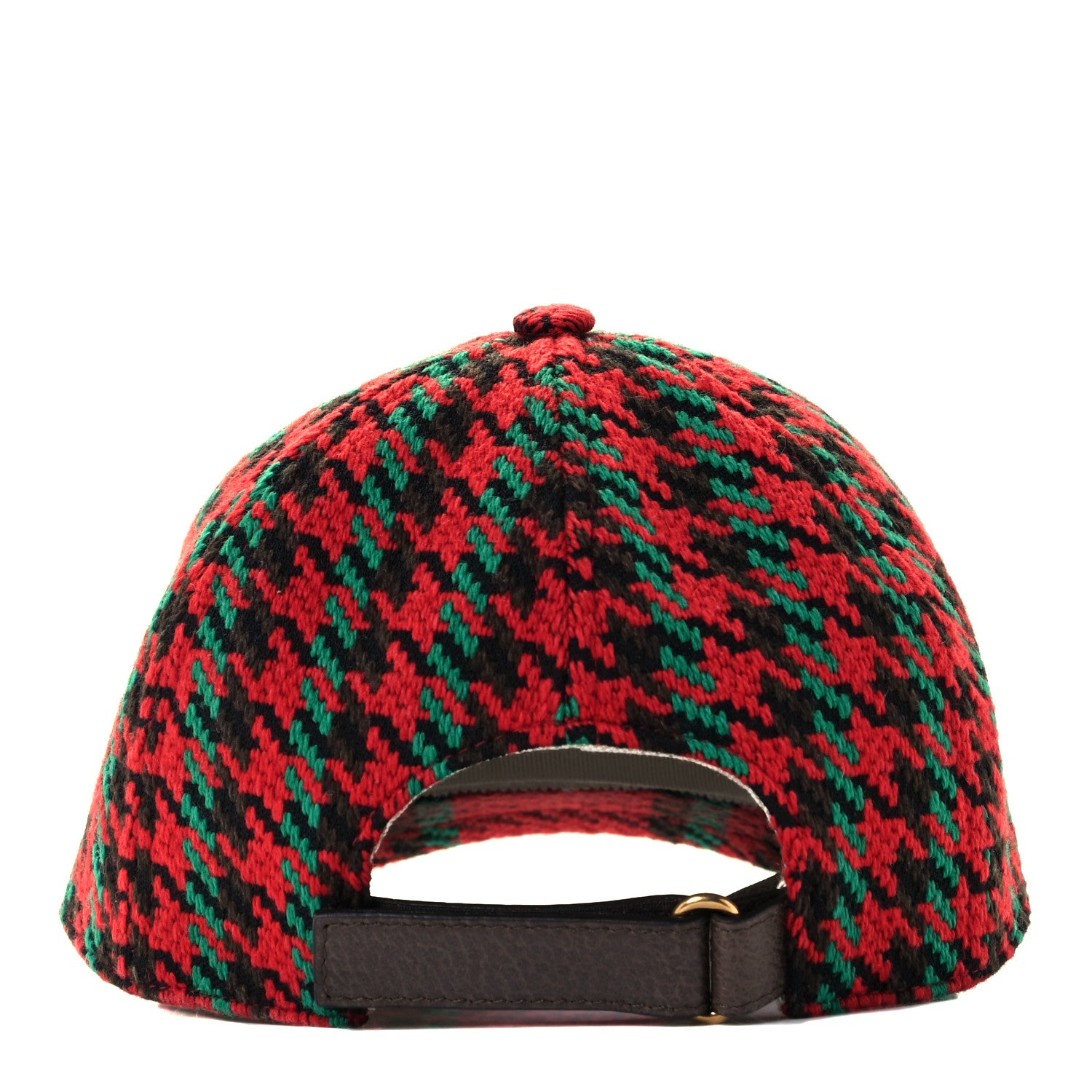 Gucci Tweed Wool Houndstooth Interlocking G Baseball Hat S Red Green 5 of 9