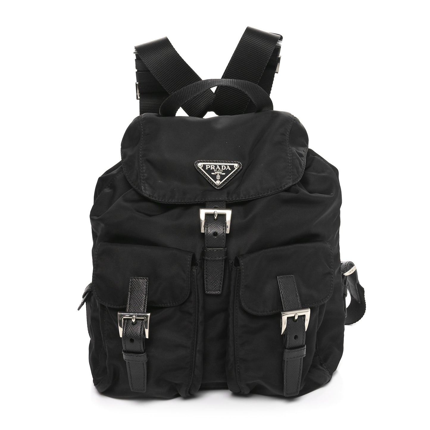 Tessuto Nylon Saffiano Small Backpack Black