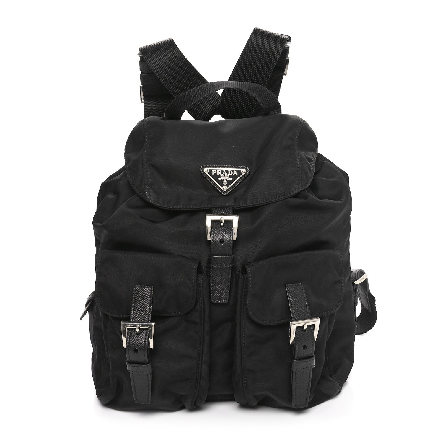 Prada Tessuto Nylon Saffiano Small Backpack Black 1 of 9