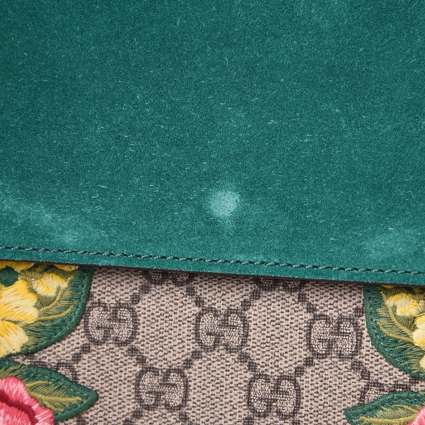 GG Supreme Monogram Embroidered Medium Dionysus Shoulder Bag Emerald