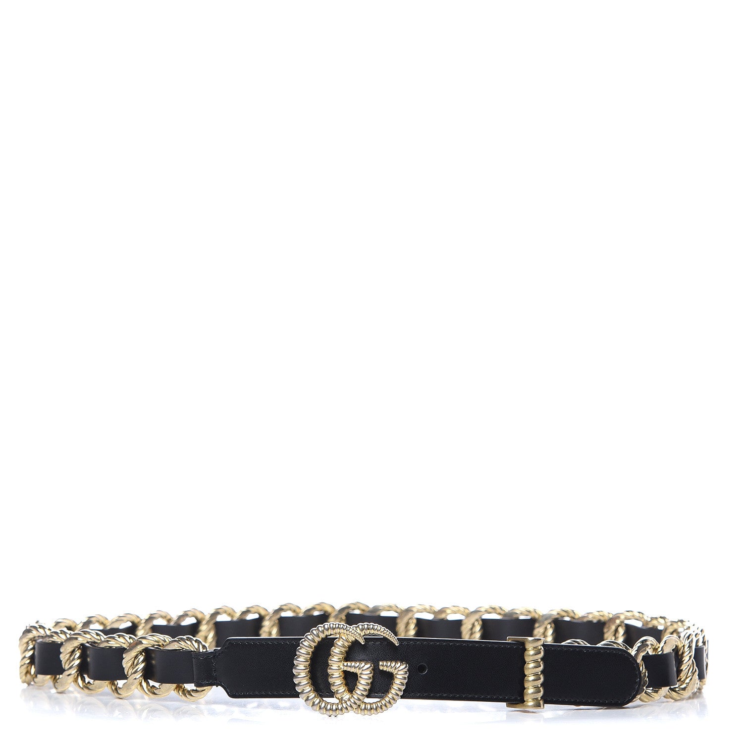 Gucci Calfskin Torchon Double G Chain 25mm Belt 85 34 Black 1 of 4